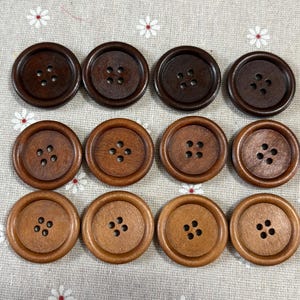 12pcs 30mm(1 1/5&quot;) brown wood button large wooden button *W170