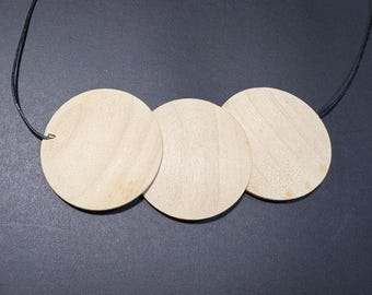 12 peças de pingente de madeira natural de 45 mm, pingente de brinco de madeira, pingente de colar sem verniz - ambos os lados convexos *W314