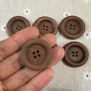 12pcs 30mm(1 1/5&quot;) 4 hole brown wood button large wooden button **W955
