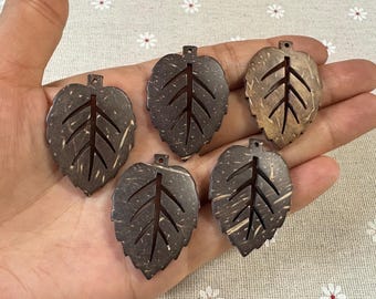 8pcs 38x27mm  leaves shape coconut shell craft  for pendant ,  earring charming(W651)
