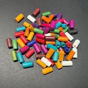 100pcs 13x6mm mixed color wooden tube beads wooden column  craft for DIY *W513