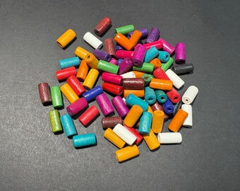 100 Stück 13 x 6 mm gemischte Farbe Holzperlen Röhrenperlen Holzperlen Röhrenperlen Basteln für DIY *W513