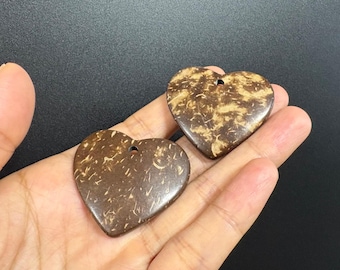 8pcs 40X37mm coconut shell heart  for pendant coconut charming(W624)
