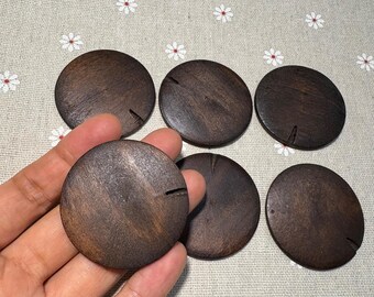 6 peças 45 mm (1 4/5") pingente grande de madeira natural marrom, pingente de brinco de madeira, pingente de colar (NW385L)