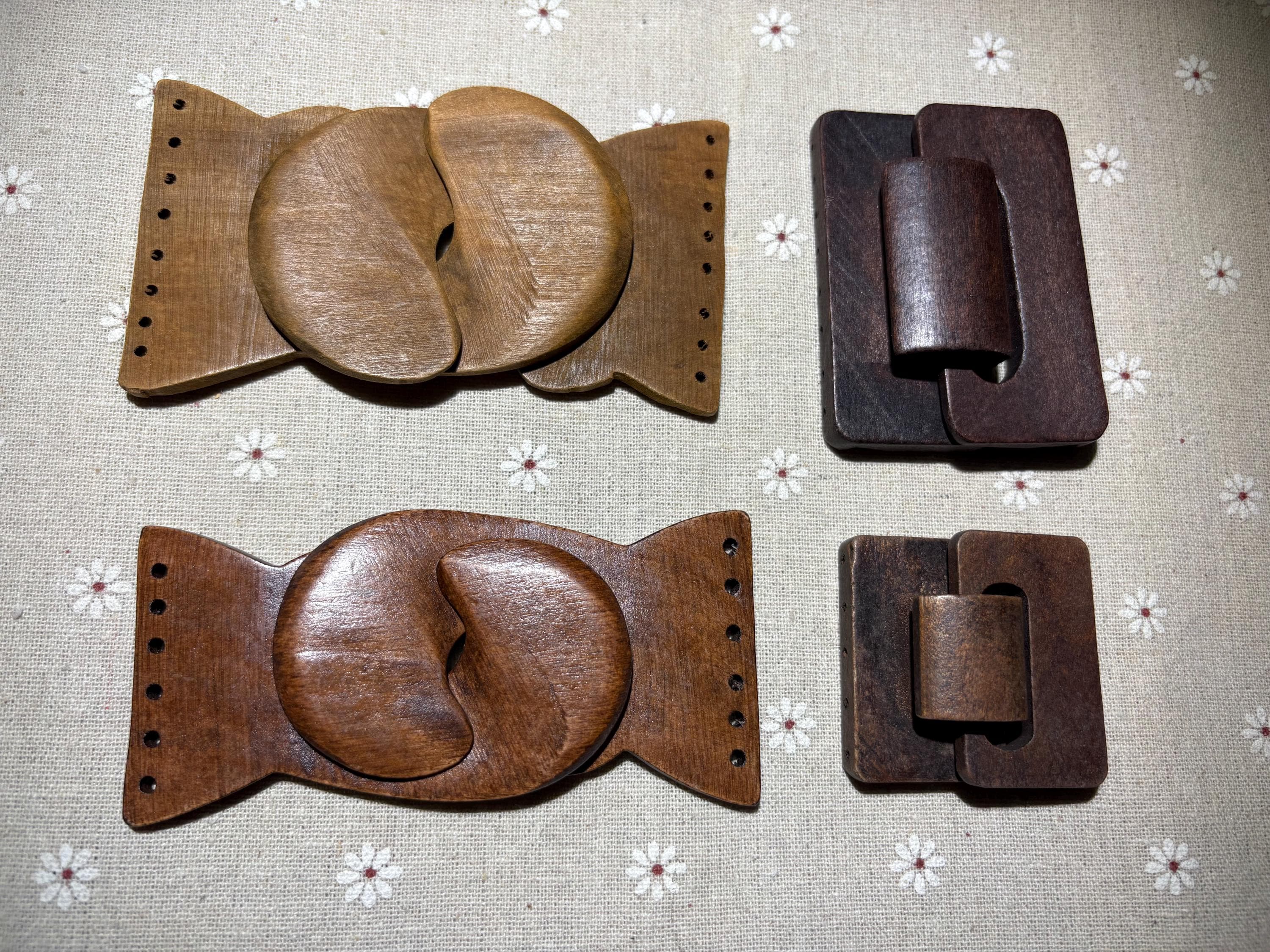 Boucle De Ceinture Ancienne En Bois à Lacer - Pièce Vintage D'occasion