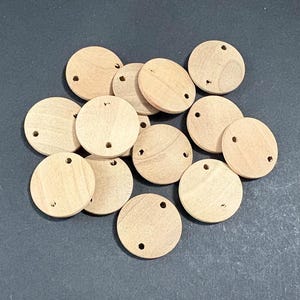 50pcs 15mm natural Wood Circle wooden discs wood coin wood rounds -two hole (NW417)