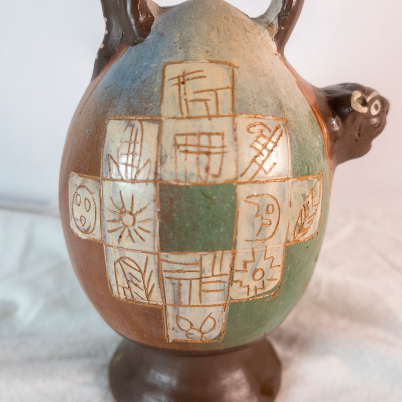 Jaguar Jug Inca Tribal Art Decanter Ceremonial Handmade Etsy