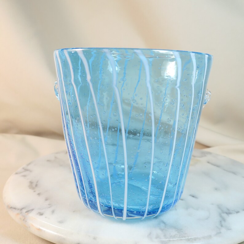 Art Glass Ice Bucket Venini by Disaronno Blue Handblown Etsy