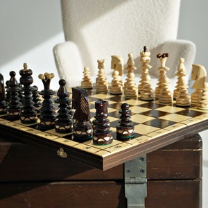 Gepersonaliseerde houten schaakset 19" personalisatie voor GRATIS, perfect verjaardagscadeau, gratis expresverzending