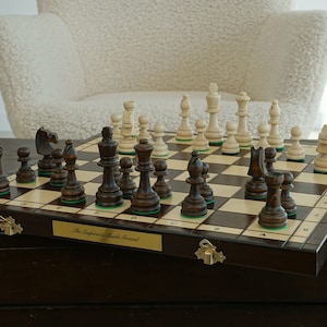 Gepersonaliseerde houten schaakset 16", gratis personalisatie, perfect verjaardagscadeau, gratis expresverzending