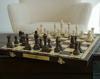 Personalized Wooden Chess Set 16" with Weighted Pieces