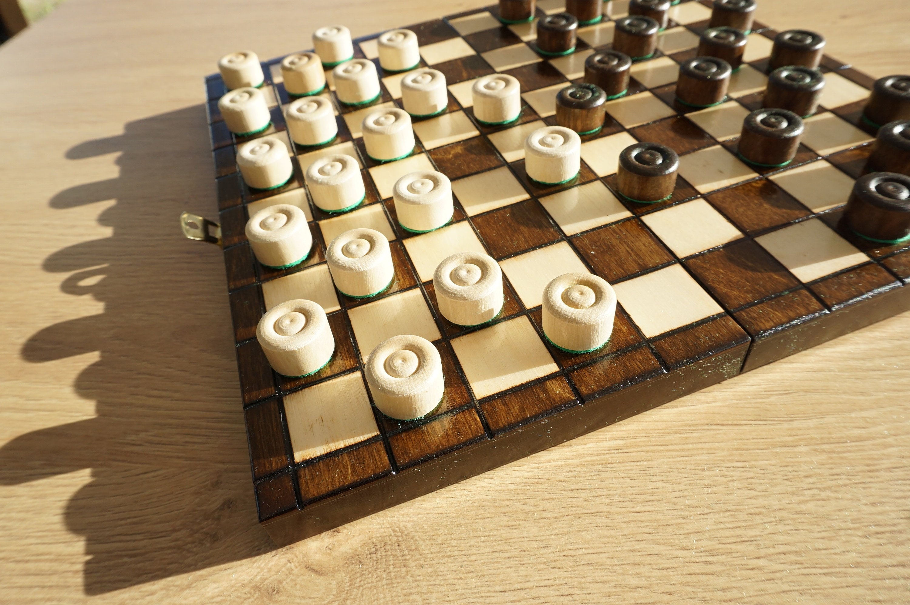 Personalized Small Wooden Checkers Set – Handcrafted Foldable Board ...