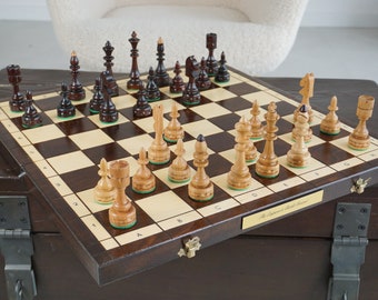 Personalized Wooden Chess Set 18", Free Personalization, Perfect Birthday Gift, Free Express Shipping