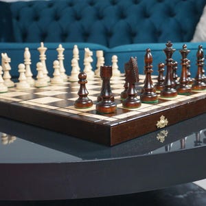 Gepersonaliseerde houten schaakset 18", gratis personalisatie, perfect verjaardagscadeau, gratis expresverzending