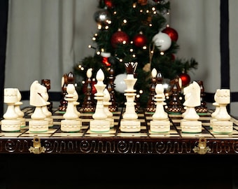 Personalized Wooden Chess Set 21"(53cm), Personalization for FREE, Perfect Birthday Gift, Free Express Shipping