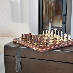 Gepersonaliseerde houten schaakset 16", personalisatie GRATIS en gratis expresverzending