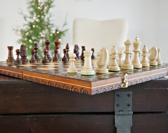 Personalized Wooden Chess Set 18,5"(47 cm), Personalization for FREE, Perfect Birthday Gift, Free Express Shipping