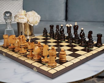 Personalized Wooden Chess Set 19.5" Personalization for FREE, Perfect Birthday Gift, Free Express Shipping