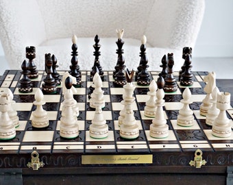 Personalized Wooden Chess Set 21"(53cm), Personalization for FREE, Perfect Birthday Gift, Free Express Shipping