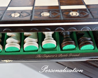 Personalized Large Wooden Chess Set 21"(54 cm), Personalization for FREE, Perfect Christmas Gift, Free Express Shipping