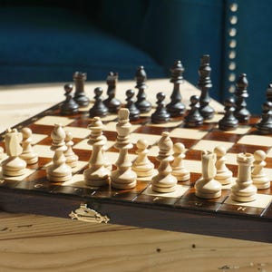 Personalized Magnetic Wooden Chess Set 11&quot;(28cm), Travel Chess Set, Free Express Shipping, Perfect Christmas Gift