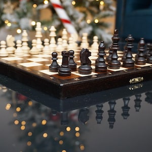 Juego de ajedrez magnético de madera personalizado de 11" (28 cm), juego de ajedrez de viaje, envío exprés gratuito, regalo de Navidad perfecto