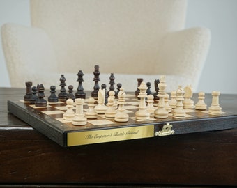 Gepersonaliseerde magnetische houten schaakset: opvouwbaar reisspel