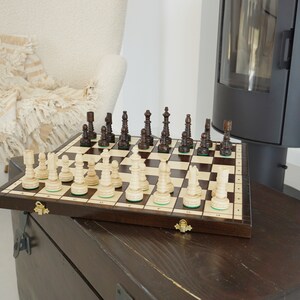 Gepersonaliseerde houten schaakset 18", gratis personalisatie, perfect verjaardagscadeau, gratis expresverzending, BESTSELLER