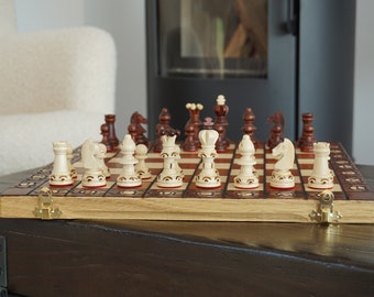 Personalized Wooden Chess Set 14&quot;(35 cm), Free Personalization, Perfect Christmas Gift, Free Express Shipping