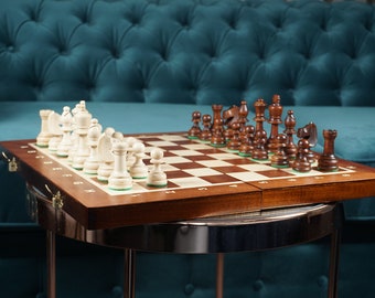 Gepersonaliseerde houten toernooischaakset (16 inch)