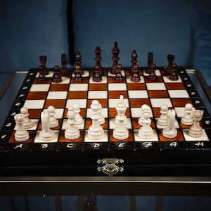 Juego de ajedrez magnético de madera personalizado de 14" (35 cm), personalización GRATIS, regalo de cumpleaños perfecto, envío exprés gratuito