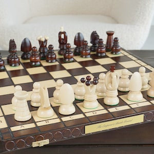 Gepersonaliseerde houten schaakset 17", gratis personalisatie, perfect verjaardagscadeau, gratis expresverzending