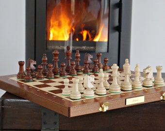 Personalized Wooden Chess Set: Tournament Size, Handcrafted
