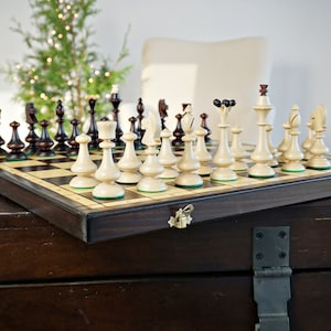 Gepersonaliseerde houten schaakset 19"(48,5 cm), GRATIS personalisatie, perfect verjaardagscadeau, gratis expresverzending
