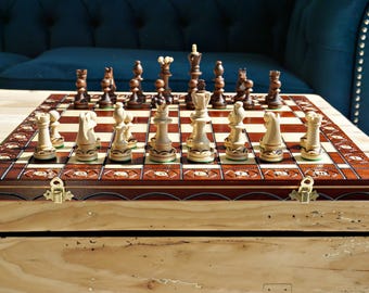 Personalized Wooden Chess Set 19 (48 cm)" - Free Engraving