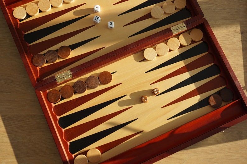 Personalized Wooden Backgammon Set, Handcrafted Foldable Board Game 19 ...