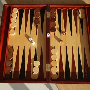 Personalized Wooden Backgammon Set, Handcrafted Foldable Board Game 19"(48 cm)