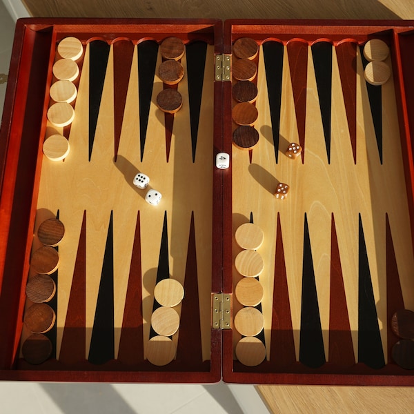 Gepersonaliseerde grote houten backgammon 19"(48 cm), personalisatie GRATIS, gratis expresverzending, gepersonaliseerd cadeau