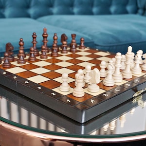 Juego de ajedrez magnético de madera personalizado de 14" (35 cm), personalización GRATIS, regalo de cumpleaños perfecto, envío exprés gratuito