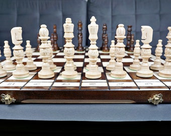 Gepersonaliseerde houten schaakset (21 inch)