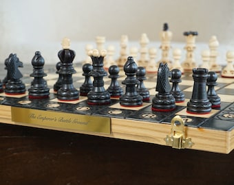 Personalized Wooden Chess Set (14 inch): Handcrafted Traditional Design