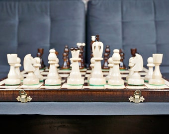 Personalized Wooden Chess Set 16"(41cm), Personalization for FREE, Free Express Shipping