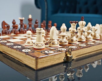 Personalized Wooden Chess Set 14&quot;(35 cm), Free Personalization, Perfect Christmas gift, Free Express Shipping