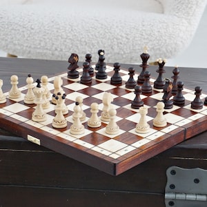 Gepersonaliseerde houten schaakset: 35 cm, personalisatie GRATIS en gratis expresverzending