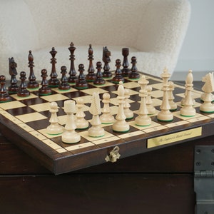 Gepersonaliseerde houten schaakset 18", gratis personalisatie, perfect verjaardagscadeau, gratis expresverzending