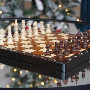Juego de ajedrez magnético de madera personalizado de 11" (28 cm), juego de ajedrez de viaje, envío exprés gratuito