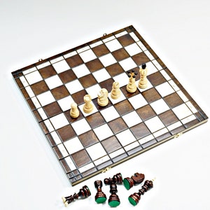 Gepersonaliseerde houten schaakset 16" (42 cm), gratis personalisatie, perfect verjaardagscadeau, gratis expresverzending