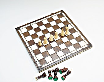 Personalized Wooden Chess Set 16" with Storage