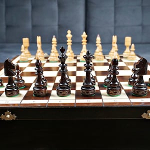 Gepersonaliseerde houten schaakset 18", gratis personalisatie, perfect verjaardagscadeau, gratis expresverzending