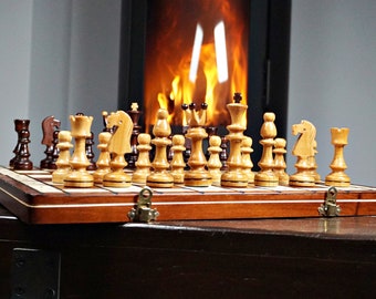 Personalized Wooden Chess Set (16 inch/40cm)